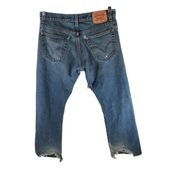 Levis Mens Jeans 517 Bootcut Distressed Grunge 34x30 - Picture 5 of 11